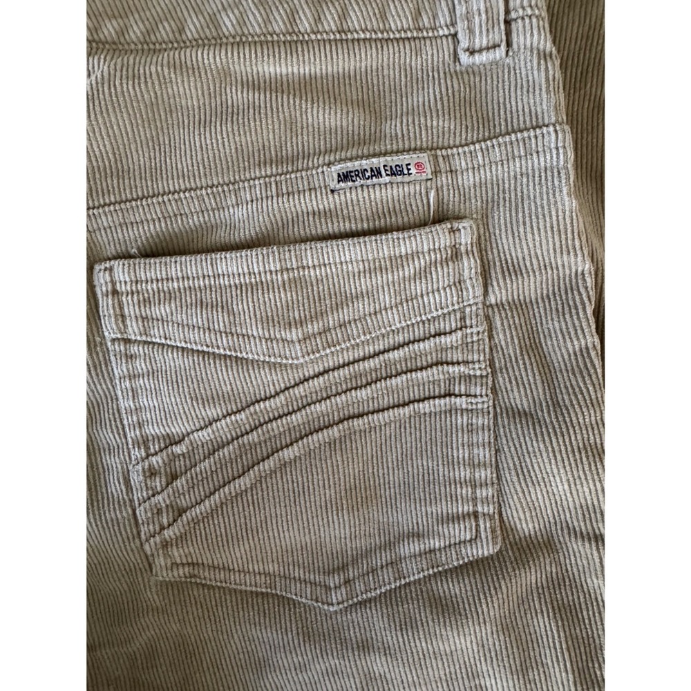 American Eagle Tan Corduroy Flare Pants Low Rise Y2K Size 8 Long Beige - Picture 5 of 8